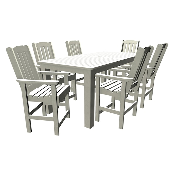 Highwood Usa Lehigh 7pc Rectangular Counter Height Outdoor Patio Furniture Dining Set 84 x 42 AD-ST7LH2CO5BA-WHE - main